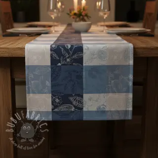 Dekorativno blago FRENCH TABLE CLOTH JACQUARD Cabosse allover indigo