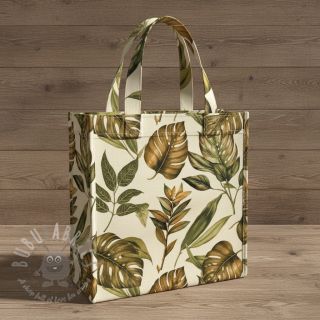 Dekorativno blago Linenlook Botanic Bold Leaf digital print