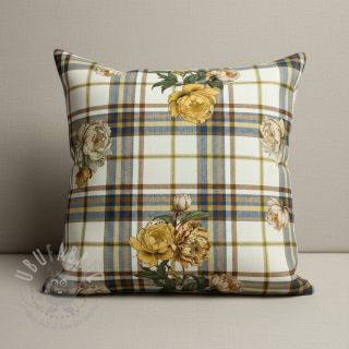 Dekorativno blago Linenlook Classic Peony Check digital print