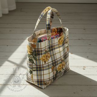 Dekorativno blago Linenlook Classic Peony Check digital print