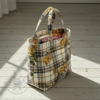 Dekorativno blago Linenlook Classic Peony Check digital print