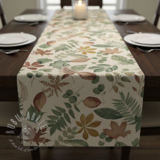 Dekorativno blago premium Linenlook Coloured Leaf Mix digital print