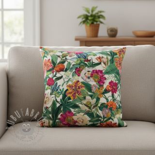 Dekorativno blago premium Linenlook Flashy Floral Party digital print