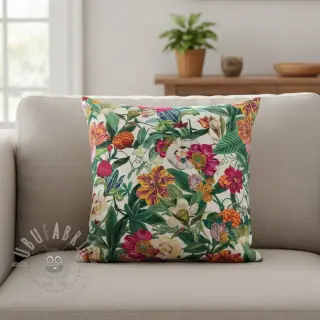 Dekorativno blago premium Linenlook Flashy Floral Party digital print