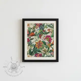 Dekorativno blago premium Linenlook Flashy Floral Party digital print