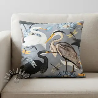 Dekorativno blago VELVET Heron bird steel grey