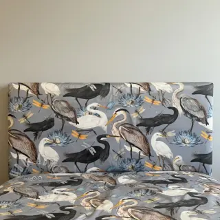Dekorativno blago VELVET Heron bird steel grey