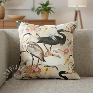 Dekorativno blago VELVET Heron bird camel