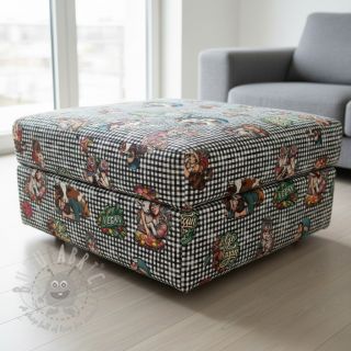 Dekorativno blago Vegan black check digital print