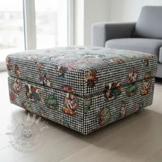 Dekorativno blago Vegan black check digital print