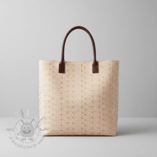 Dekorativno blago Linenlook Art deco cubes rose metallic premium