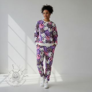 Prevešanka Happy faces purple digital print