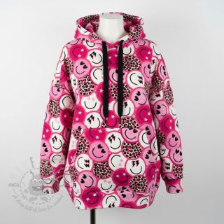 Prevešanka Happy faces pink digital print