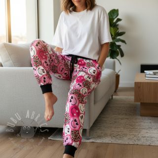 Prevešanka Happy faces pink digital print