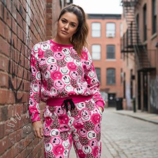 Prevešanka Happy faces pink digital print