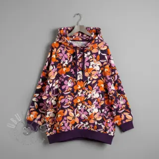 Prevešanka Bright flowers design purple ochre