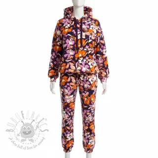 Prevešanka Bright flowers design purple ochre