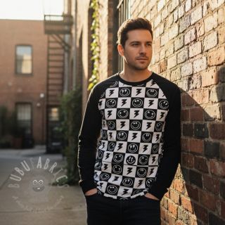 Jersey Happy faces square black digital print