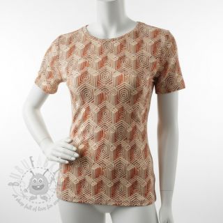 Jersey VISKOZA Structure beige digital print