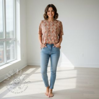 Jersey VISKOZA Structure beige digital print