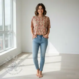 Jersey VISKOZA Structure beige digital print