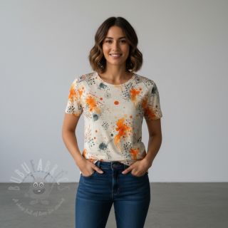 Jersey VISKOZA Soothing Fields orange digital print