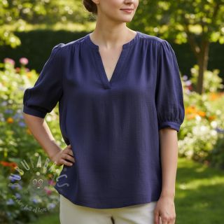 Viskoza z lanom WASHED navy