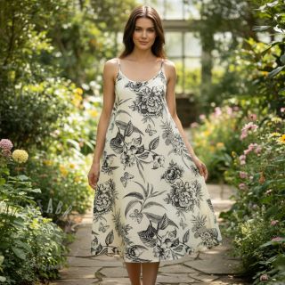 Viskoza z lanom Floweria navy