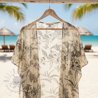 Viskoza z lanom Floweria navy