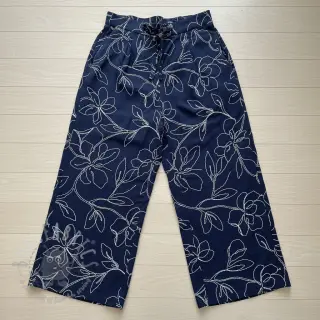 Viskoza z lanom EMBROIDERY Flower Danielle navy