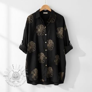 Viskoza z lanom EMBROIDERY Flower Maya black