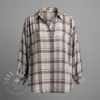 Viskoza z lanom YARN DYED Checks taupe