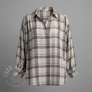 Viskoza z lanom YARN DYED Checks taupe