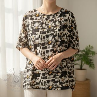 Viskoza z lanom Daisy design A digital print