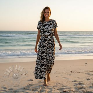 Viskoza z lanom Daisy design A digital print