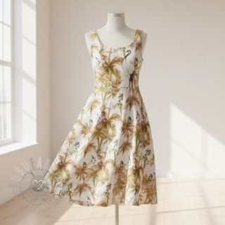 Viskoza z lanom Crane bird design A digital print