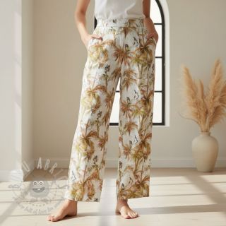 Viskoza z lanom Crane bird design A digital print