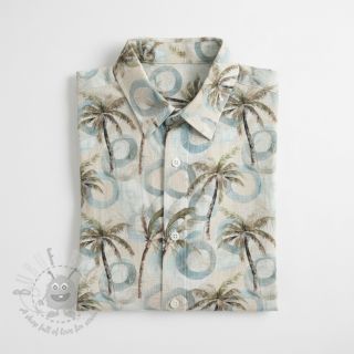 Viskoza z lanom Palm tree digital print