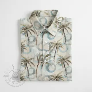 Viskoza z lanom Palm tree digital print