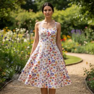 Viskoza z lanom Natural Lin Livy blue digital print