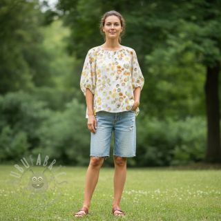 Viskoza z lanom Natural Lin Livy yellow digital print