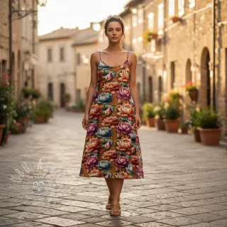 Viskoza z lanom Marigold design C digital print