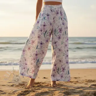 Viskoza z lanom Natural Lin Laurel purple digital print