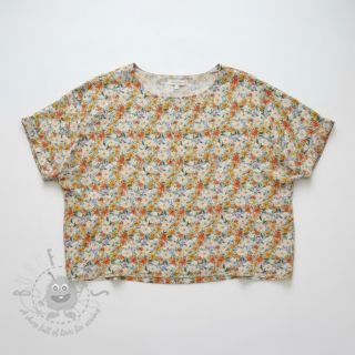 Viskoza z lanom CREPE Flowers yellow digital print