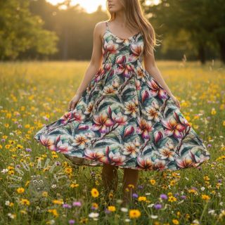 Viskoza z lanom Jasmine design C digital print