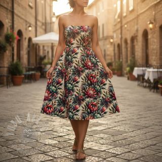 Viskoza z lanom Azalea design D digital print