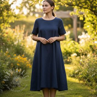 Viskoza z lanom PREMIUM navy blue