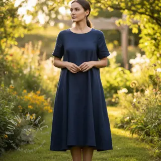 Viskoza z lanom PREMIUM navy blue