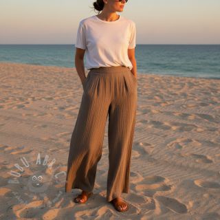 Viskoza z lanom CRINCLE taupe