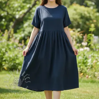 Viskoza z lanom CRINCLE navy